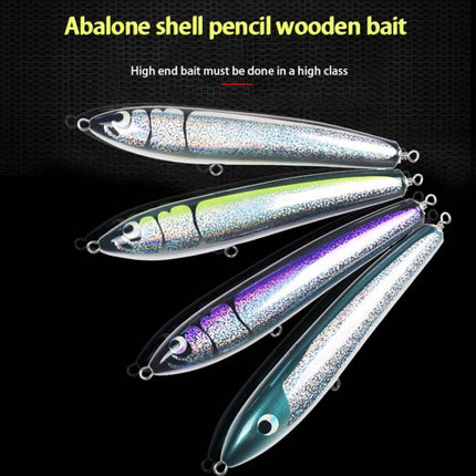 120g 22cm Floating Water Wooden Handmade Big Pencil Deep Sea Boat Fishing Wave Lying Tuna Bait(Silver Black Laser)-garmade.com