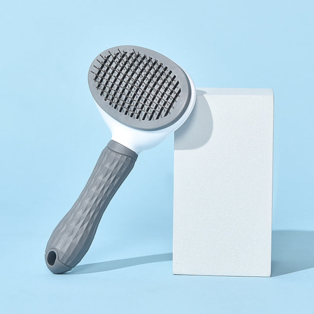 2 PCS Stainless Steel Needle Automatic Cleaning Pet Hair Removal Dog Brush Pet Comb(Gray Thick Needle)-garmade.com