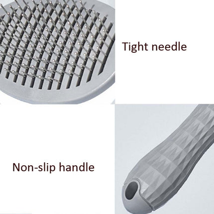 2 PCS Stainless Steel Needle Automatic Cleaning Pet Hair Removal Dog Brush Pet Comb(Blue Fine Needle)-garmade.com