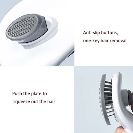 2 PCS Stainless Steel Needle Automatic Cleaning Pet Hair Removal Dog Brush Pet Comb(Gray Thick Needle)-garmade.com