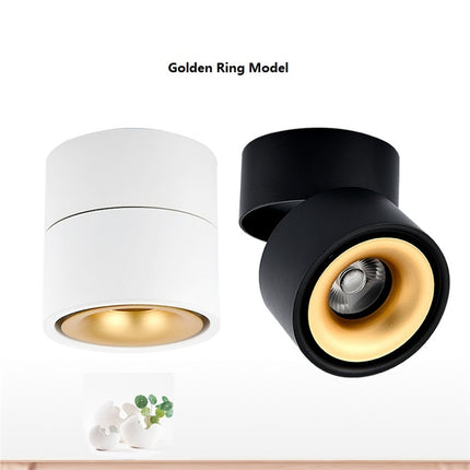 360 Degrees Rotatable Foldable COB LED Background Spot Light Surface Mounted Ceiling Lamp, Wattage:12W, Emitting Color:White(Black Gold)-garmade.com