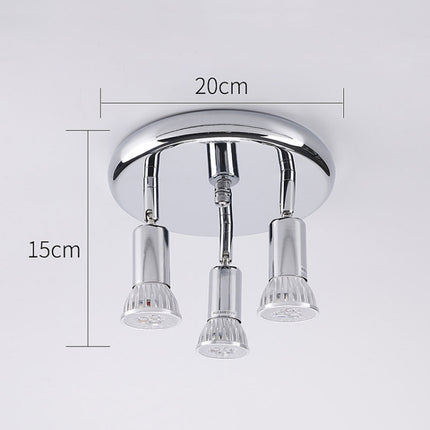 9W Round Three Head LED GU10 Ceiling Light Adjustable Mirror Front Spotlight, Emitting Color:Without Bulb(Chrome)-garmade.com