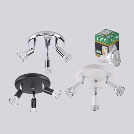 9W Round Three Head LED GU10 Ceiling Light Adjustable Mirror Front Spotlight, Emitting Color:Without Bulb(Chrome)-garmade.com