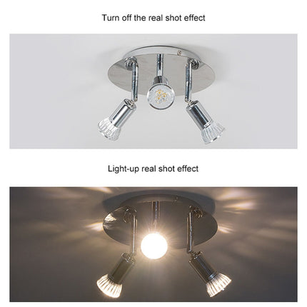 9W Round Three Head LED GU10 Ceiling Light Adjustable Mirror Front Spotlight, Emitting Color:Without Bulb(White)-garmade.com