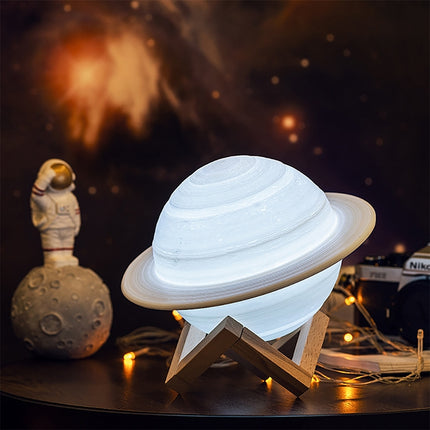 3D Printing LED Saturn Night Light USB Planet Lamp, Size:16cm, Style:Touch Control 3-Colors-garmade.com