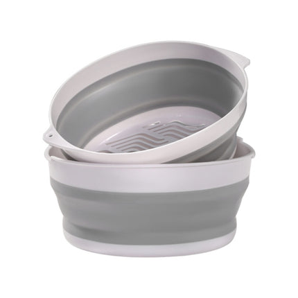 2 Sets Double-Layer Foldable Drain Washing Basket Kitchen Storage Basket Fresh Fruits & Vegetables Small-garmade.com