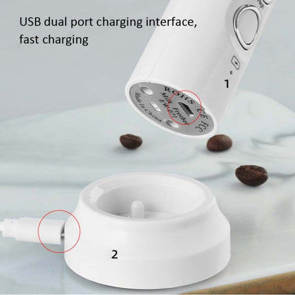 Whisk Household Electric Baking Mini Wireless Hand-Held Charging Stirrer Milk Frother(White)-garmade.com