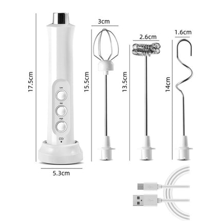 Whisk Household Electric Baking Mini Wireless Hand-Held Charging Stirrer Milk Frother(White)-garmade.com