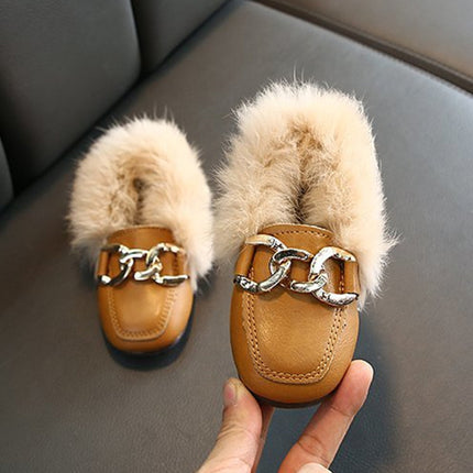 Autumn And Winter Plush Shoes Peas Shoes For Children, Size: 21 Yards 13.5cm(Yellow)-garmade.com