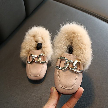 Autumn And Winter Plush Shoes Peas Shoes For Children, Size: 21 Yards 13.5cm(Pink)-garmade.com