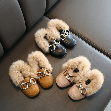 Autumn And Winter Plush Shoes Peas Shoes For Children, Size: 21 Yards 13.5cm(Black)-garmade.com