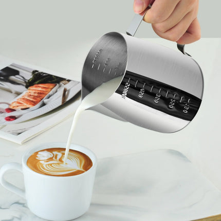 600ml 304 Stainless Steel Pointed Mouth Etched Cup Graduated Measuring Cup Milk Foam Cup Coffee Pot-garmade.com
