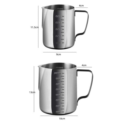 1000ml 304 Stainless Steel Pointed Mouth Etched Cup Graduated Measuring Cup Milk Foam Cup Coffee Pot-garmade.com