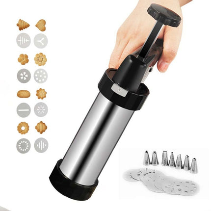 Multi-Function Stainless Steel Piping Gun Set Cookie Biscuits Hand Pressing Biscuit Machine Household DIY Baking Tools-garmade.com