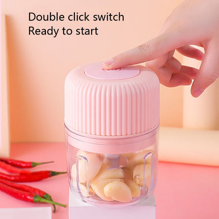Household Vegetable Cutting Electric USB Garlic Masher Baby Mini Cooking Machine Baby Food Supplement Machine, Style:100ml + 250ml(Pink)-garmade.com