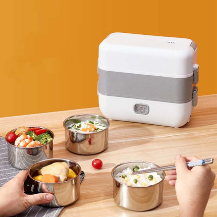 Lunch Box With Electric Heating And Heat Preservation Can Be Plugged In Barrel Office Worker Rice Cooker, Specifications:UK Plug, Style:Double-gut-garmade.com