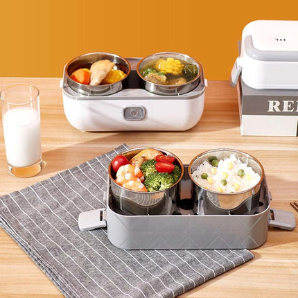 Lunch Box With Electric Heating And Heat Preservation Can Be Plugged In Barrel Office Worker Rice Cooker, Specifications:UK Plug, Style:Double-gut-garmade.com