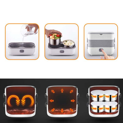 Lunch Box With Electric Heating And Heat Preservation Can Be Plugged In Barrel Office Worker Rice Cooker, Specifications:UK Plug, Style:Double-gut-garmade.com