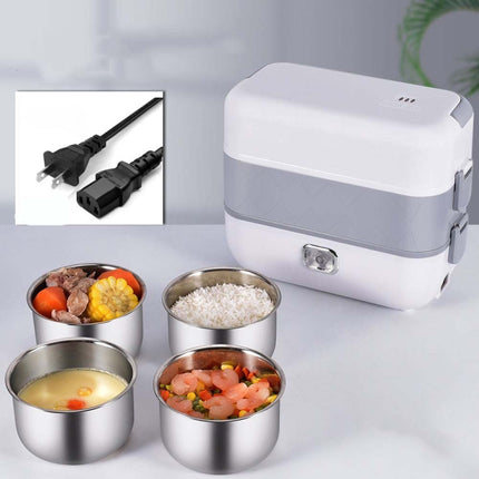 Lunch Box With Electric Heating And Heat Preservation Can Be Plugged In Barrel Office Worker Rice Cooker, Specifications:US Plug, Style:Four Gallbladder-garmade.com