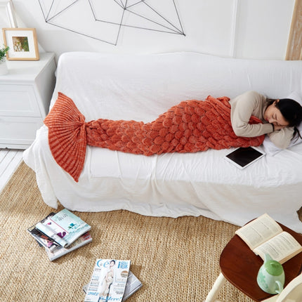 Mermaid Tail Knitted Blanket Fish Tail Blanket, Size:60x140cm(Mint Green)-garmade.com