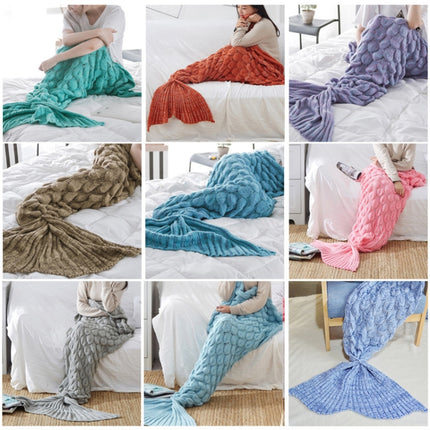 Mermaid Tail Knitted Blanket Fish Tail Blanket, Size:60x140cm(Lake Blue)-garmade.com