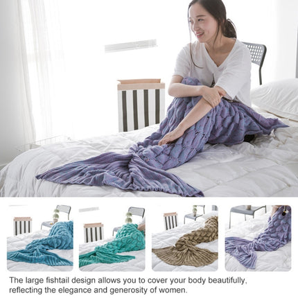 Mermaid Tail Knitted Blanket Fish Tail Blanket, Size:60x140cm(Lake Blue)-garmade.com
