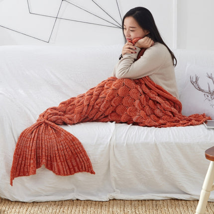 Mermaid Tail Knitted Blanket Fish Tail Blanket, Size:60x140cm(Orange)-garmade.com