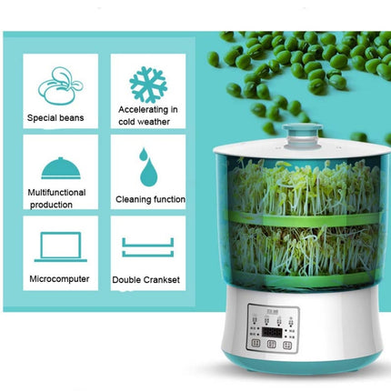 RONGWEI Bean Sprouts Machine Household Automatic Large-Capacity Bean Sprouts Barrel, CN Plug, Style:Double Layer-garmade.com
