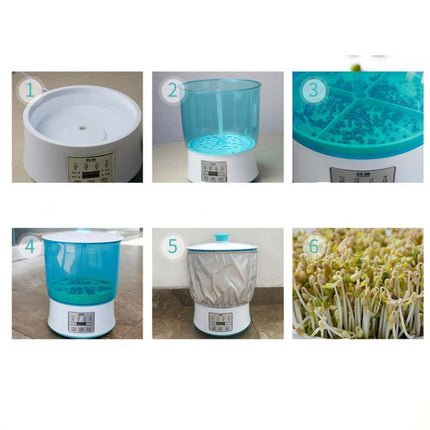 RONGWEI Bean Sprouts Machine Household Automatic Large-Capacity Bean Sprouts Barrel, CN Plug, Style:Double Layer+Plate+ 3m Cable-garmade.com