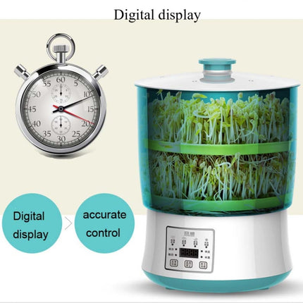 RONGWEI Bean Sprouts Machine Household Automatic Large-Capacity Bean Sprouts Barrel, CN Plug, Style:Double Layer+Double Plate+3m Cable-garmade.com