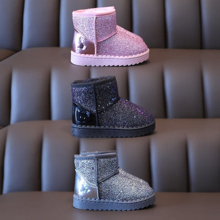 Winter Sequins Padded Warm Snow Boots For Children, Size: 27 Yards 16.3cm(Silver)-garmade.com