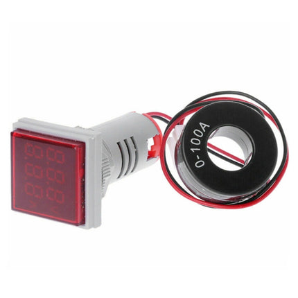 AD16-22FVA Square Signal Indicator Type Mini Digital Display AC Voltage And Current Meter(Red)-garmade.com