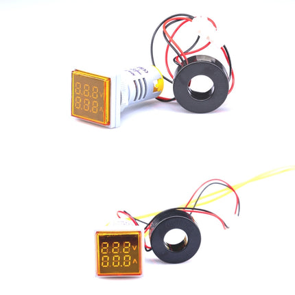 AD16-22FVA Square Signal Indicator Type Mini Digital Display AC Voltage And Current Meter(Yellow)-garmade.com