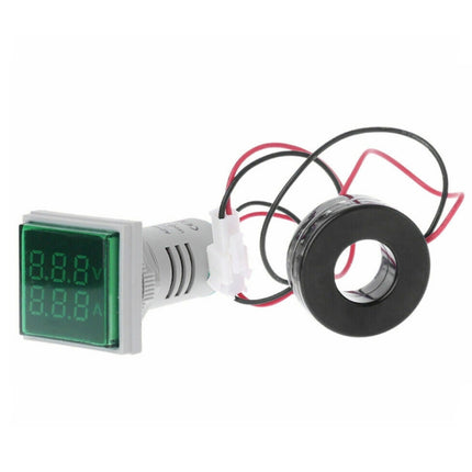 AD16-22FVA Square Signal Indicator Type Mini Digital Display AC Voltage And Current Meter(Green)-garmade.com
