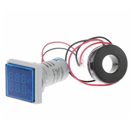 AD16-22FVA Square Signal Indicator Type Mini Digital Display AC Voltage And Current Meter(Blue)-garmade.com