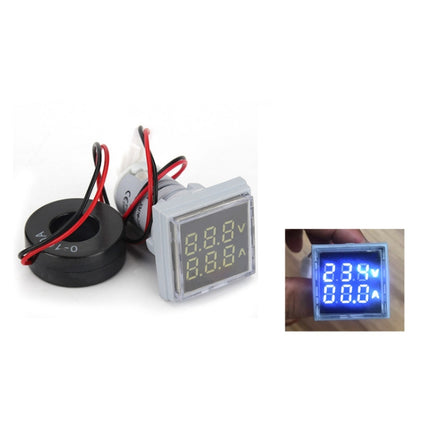 AD16-22FVA Square Signal Indicator Type Mini Digital Display AC Voltage And Current Meter(White)-garmade.com
