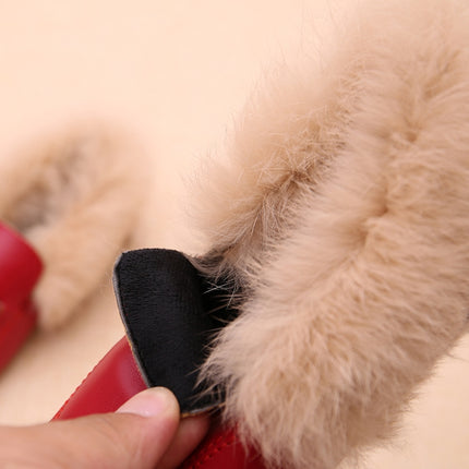 PU Leather And Cashmere Warm Single Shoes Casual Shoes for Girls, Size: 27 Yards 16cm(Red)-garmade.com