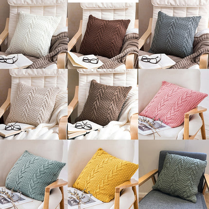 Home Wool Knitted Pillowcase, Colour: Beige, Size: 45 x 45 cm-garmade.com