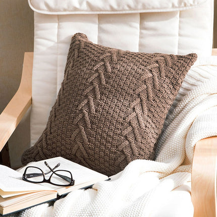 Home Wool Knitted Pillowcase, Colour: Light Coffee, Size: 45 x 45 cm-garmade.com