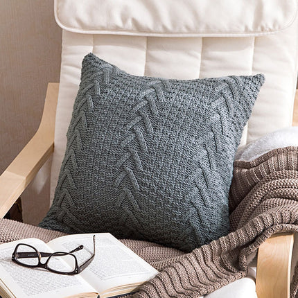 Home Wool Knitted Pillowcase, Colour: Gray, Size: 45 x 45 cm-garmade.com