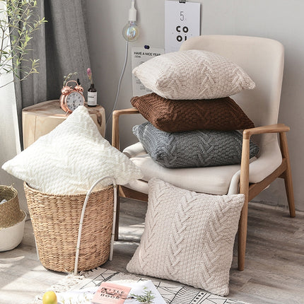 Home Wool Knitted Pillowcase, Colour: Gray, Size: 45 x 45 cm-garmade.com