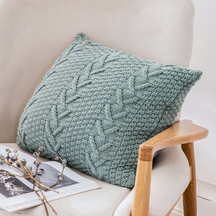 Home Wool Knitted Pillowcase, Colour: Lake Green, Size: 45 x 45 cm-garmade.com
