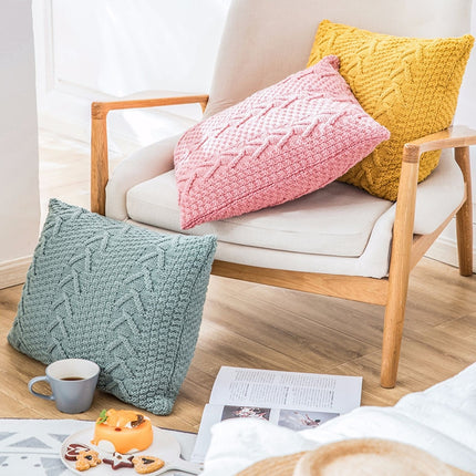 Home Wool Knitted Pillowcase, Colour: Lake Green, Size: 45 x 45 cm-garmade.com