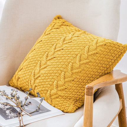 Home Wool Knitted Pillowcase, Colour: Turmeric, Size: 45 x 45 cm-garmade.com