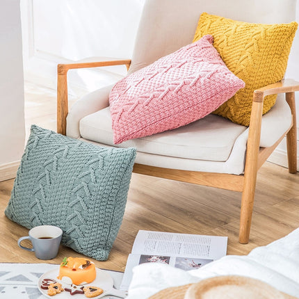 Home Wool Knitted Pillowcase, Colour: Turmeric, Size: 45 x 45 cm-garmade.com
