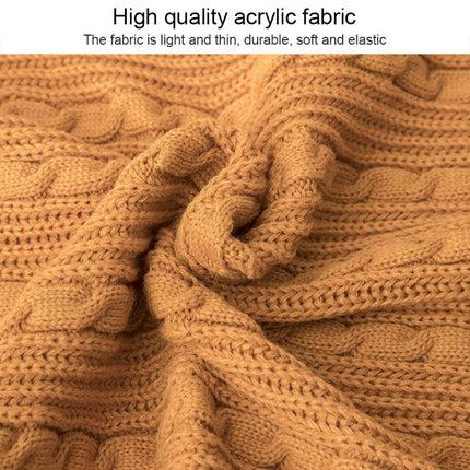 Knitted Blanket Home Casual Shawl Pillowcase Suit Without Core(Dark orange)-garmade.com