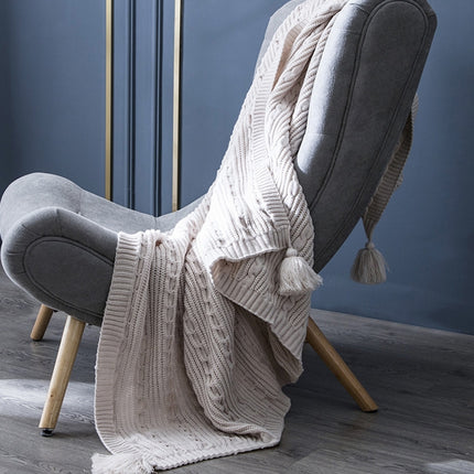 Knitted Blanket Home Casual Shawl Pillowcase Suit Without Core(Beige)-garmade.com