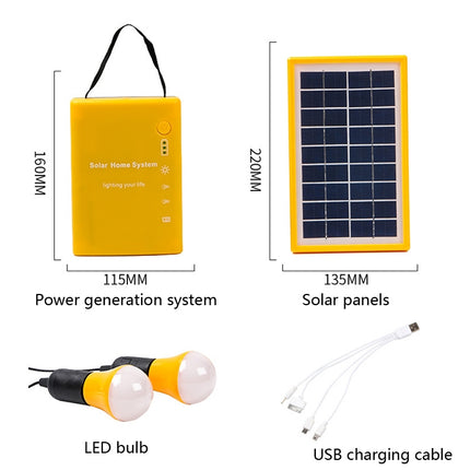3W Solar Small System Household Multifunctional Portable Emergency Light(Green)-garmade.com