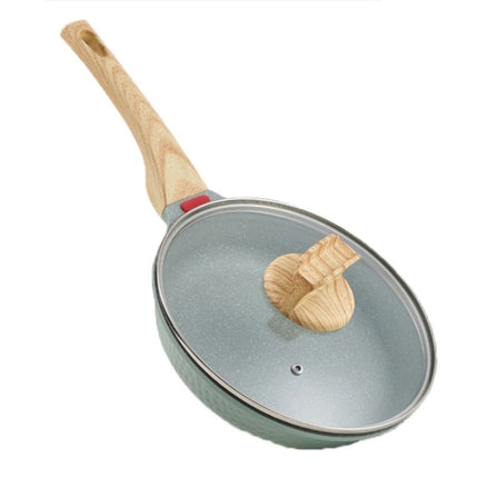 Maifan Stone Flat-Bottomed Non-Stick Pan Household Steak Frying Pan For Induction Cooker, Size:24cm(With Lid)-garmade.com