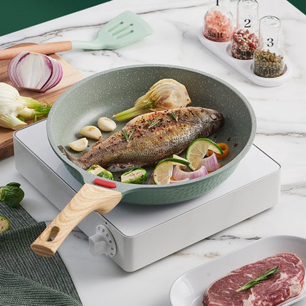 Maifan Stone Flat-Bottomed Non-Stick Pan Household Steak Frying Pan For Induction Cooker, Size:24cm(Without Lid)-garmade.com
